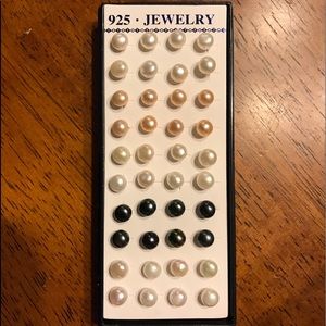 925 cultured multi-colored pearl earrings